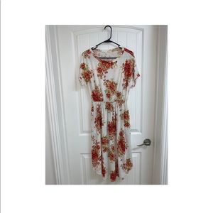 White and Orange Maxi Dress